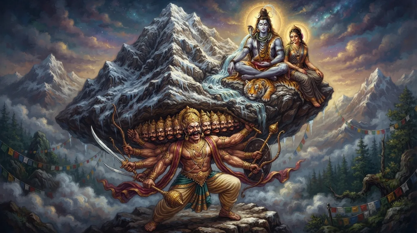 रावण ने जब कैलाश पर्वत उठाया: शिव का एक अंगूठा और टूटा घमंड